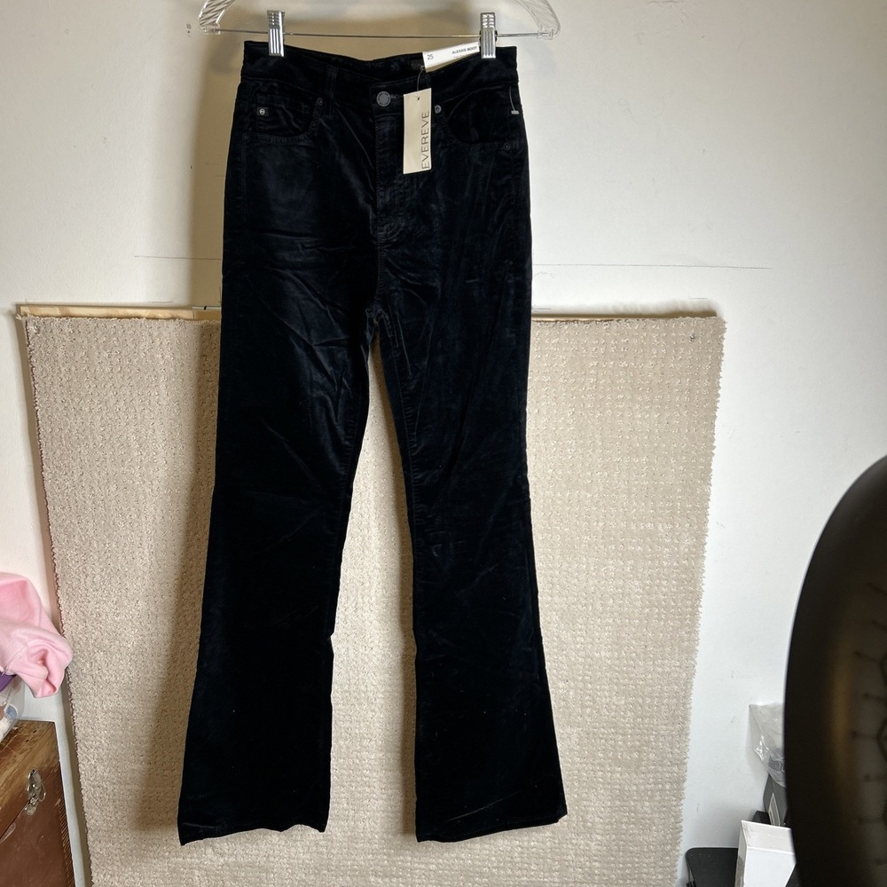 Evereve‎ Alexis Velvet Bootcut Jeans Black Sz 25